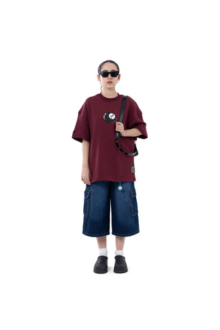 Mahroon tee black logo