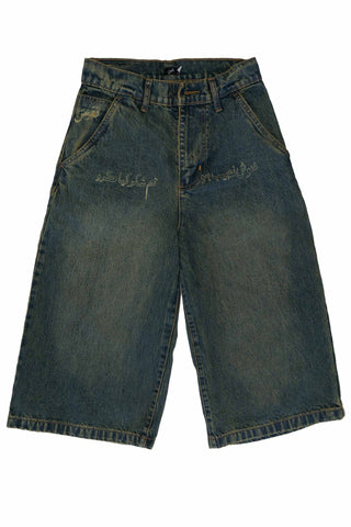 Green fade wash jorts