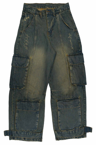Technical Green Fade Wash Cargo Jeans 2.0