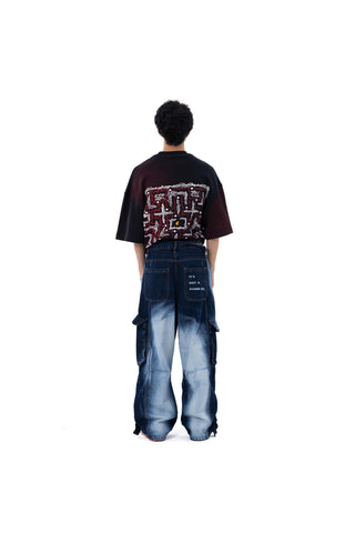 Technical Blue Fade Wash Cargo Jeans