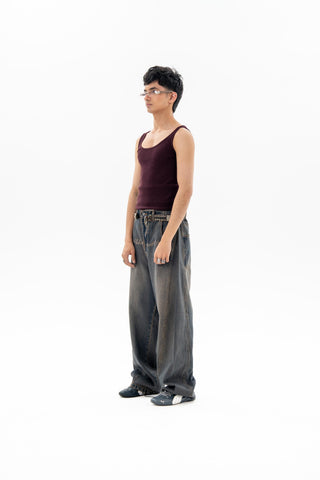 Rusty Washed Paneled Balloon Fit Jeans