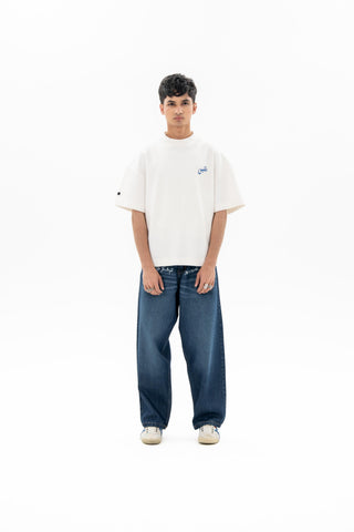 Blue Washed Balloon Fit Jeans