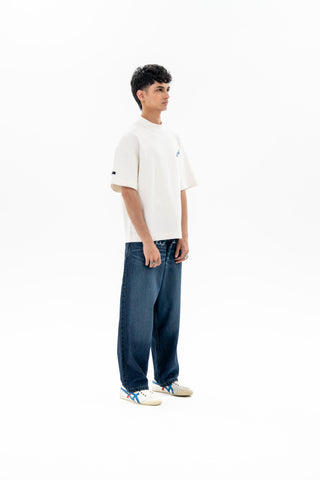 Blue Washed Balloon Fit Jeans