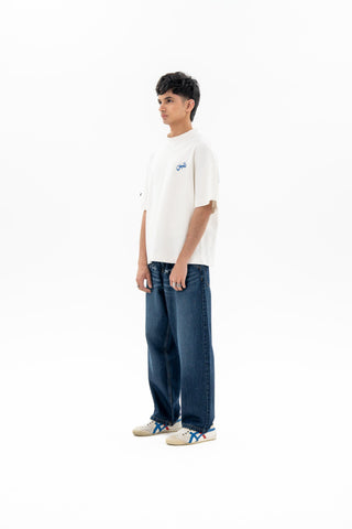 Blue Washed Balloon Fit Jeans