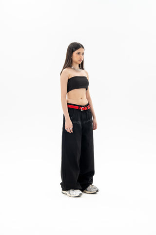 Jet Black Wide Leg Fit Jeans
