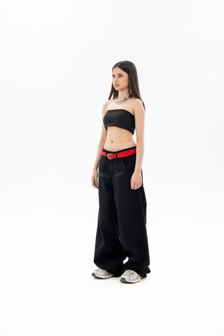 Jet Black Wide Leg Fit Jeans