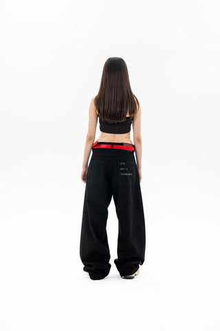 Jet Black Wide Leg Fit Jeans