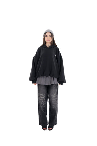 BLACK REVERSIBLE BALLOON HOODIE