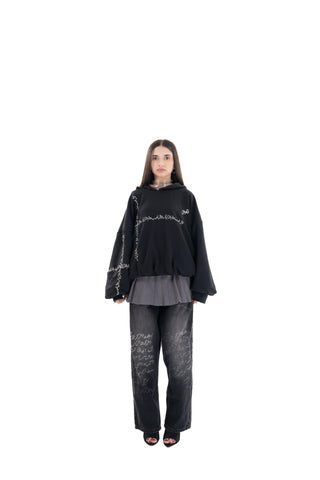 BLACK REVERSIBLE BALLOON HOODIE