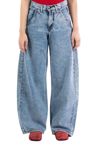 Light wash Nakam Howe wide leg jeans from the KKP collection by Naqees, worn — Pakistani streetwear