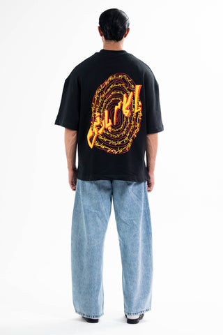 Black Nakam Darwazay tee from the KKP collection by Naqees, worn — Pakistani streetwear