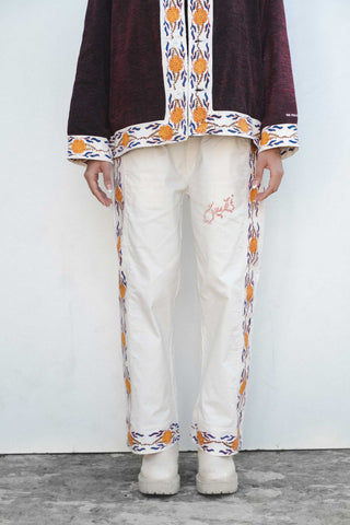 Off white Hand Block printed Trouser