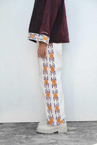 Off white Hand Block printed Trouser