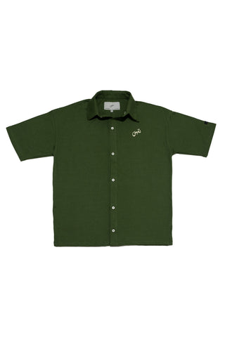 Green Basic Button Down Shirt