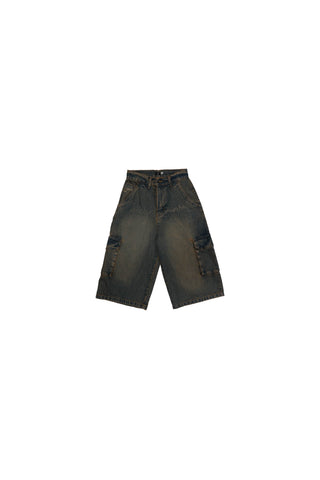 Vintage cargo jorts flat lay front
