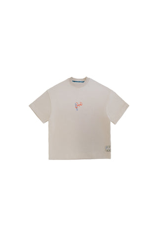 Biege sanp seri tee flat lay front