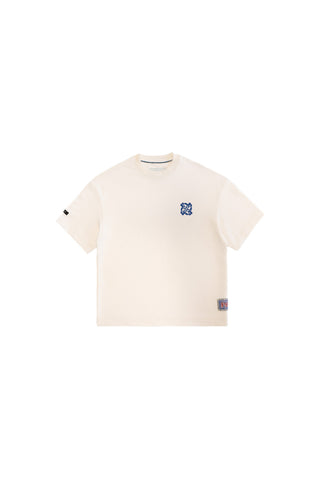 OFF White Tee Blue logo flat lay front