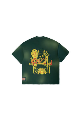 Green tee flat lay back