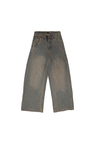 Light Vintage Brown Wash Wide Leg Fit Jeans 2.0 flat lay front