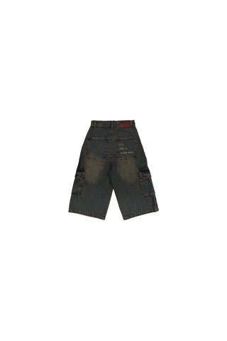 Vintage cargo jorts flat lay back